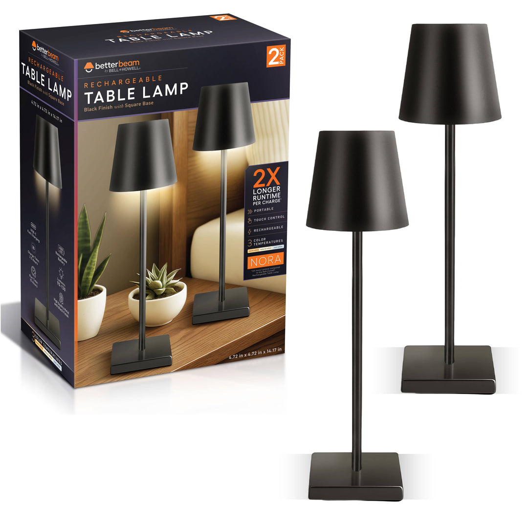 Bell and Howell by Design Nora S/2 Black Modern Dimm Lamps