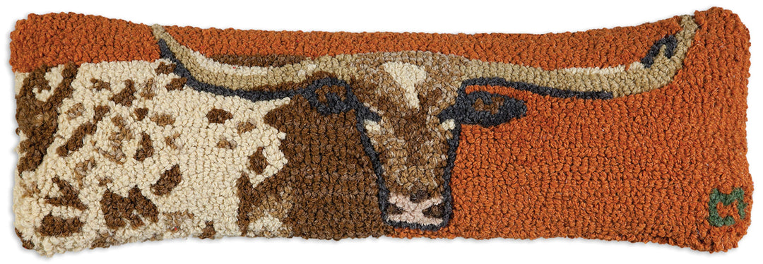 Longhorn Hand Hooked Pillow