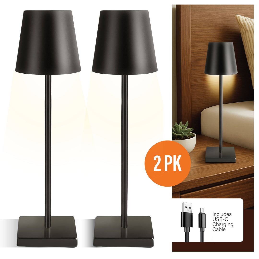 Bell and Howell by Design Nora S/2 Black Modern Dimm Lamps