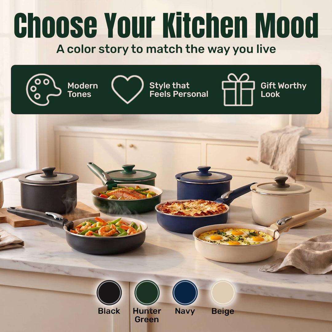 Gotham Steel 18pc Set Detachable Handle in Green