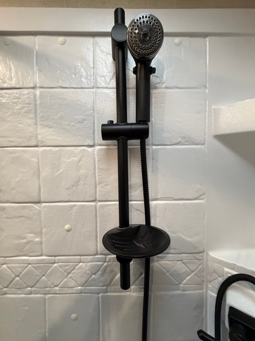 Adjustable Shower Head Holder &amp; Soap Dish For RV Shower