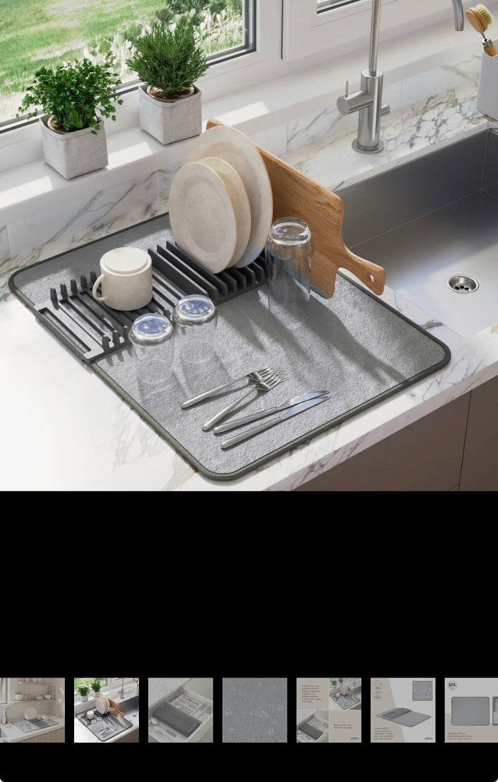 Foldable Dish Drying Mat w/Rack