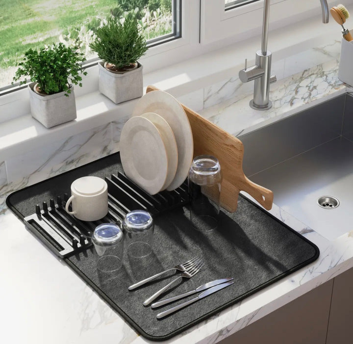Foldable Dish Drying Mat w/Rack