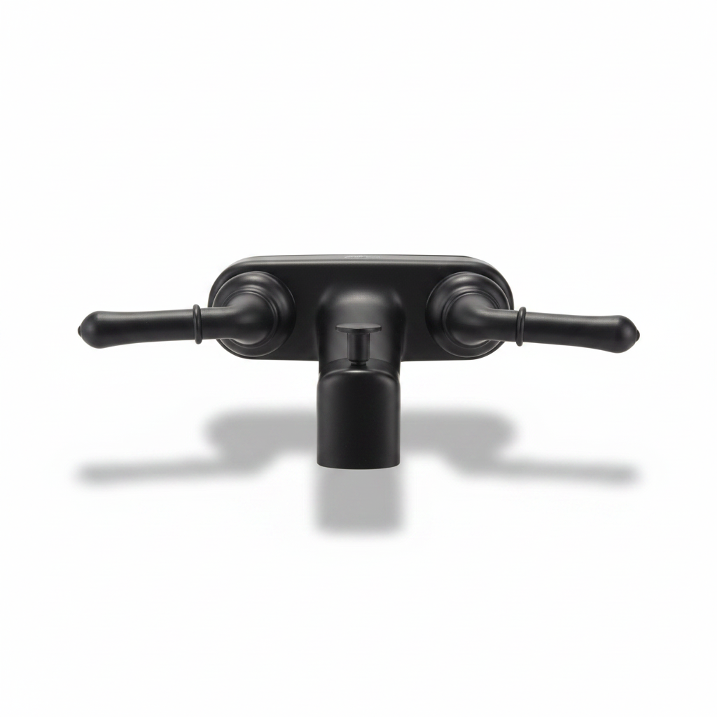 Black RV Faucet White Background Drop Shadow