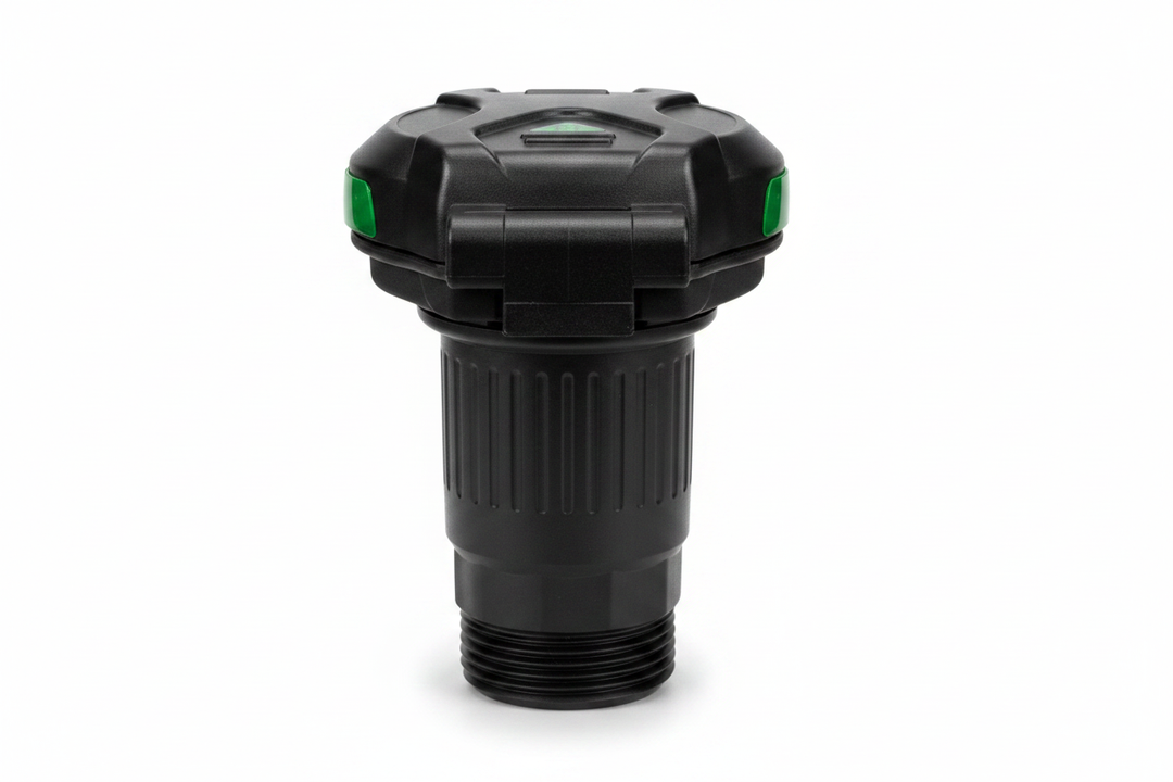 Black RV Sewer Cap Front View - White Background with Shadow