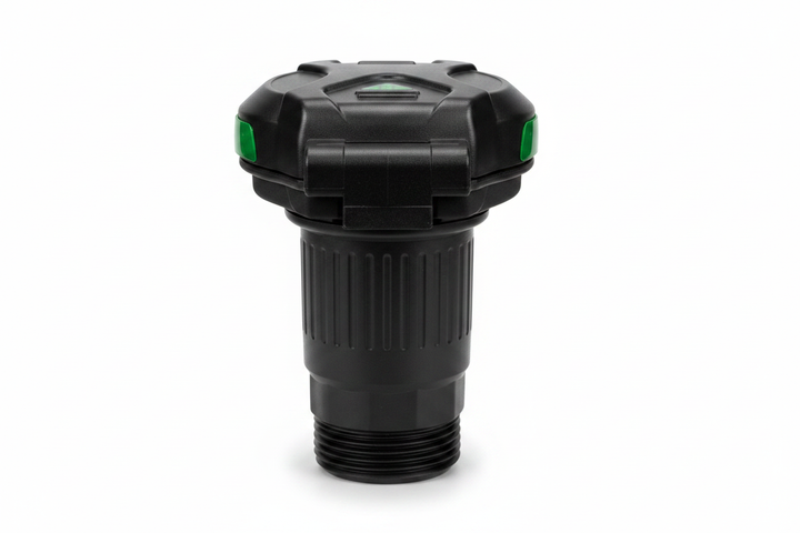 Black RV Sewer Cap Front View - White Background with Shadow