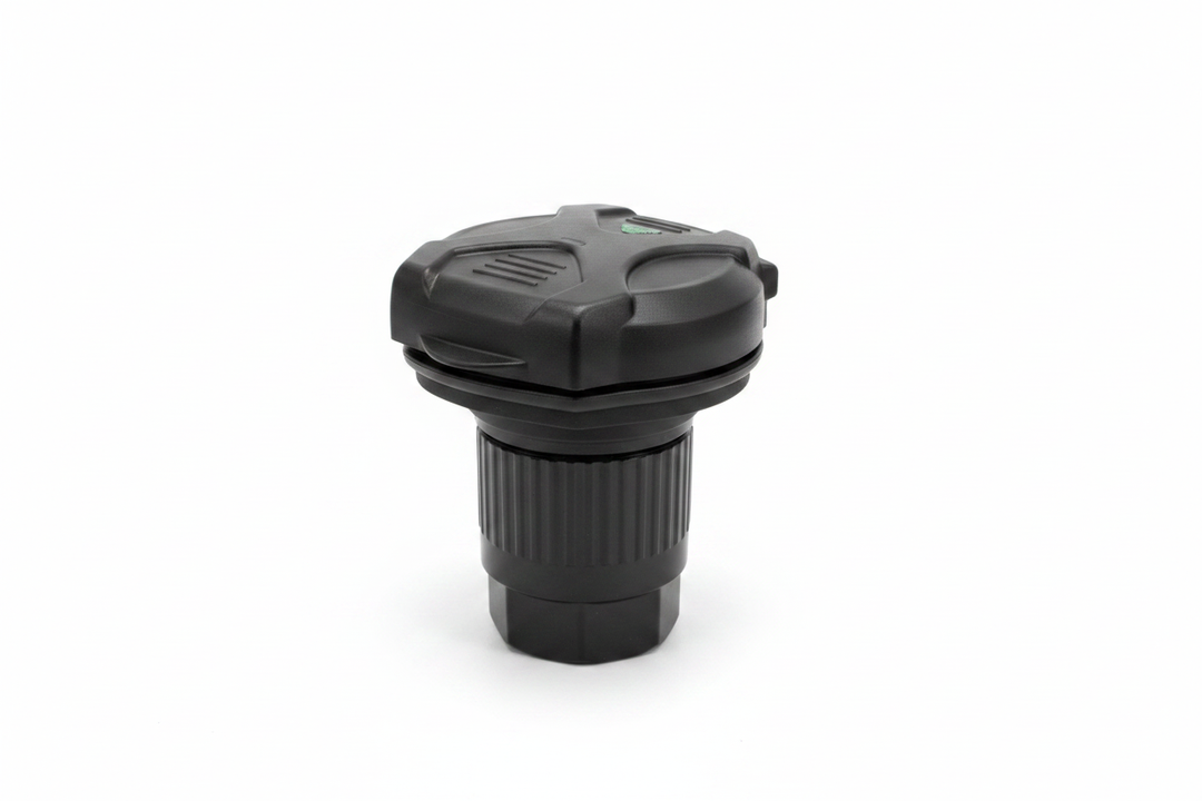 Black RV Sewer Cap - White Background with Shadow