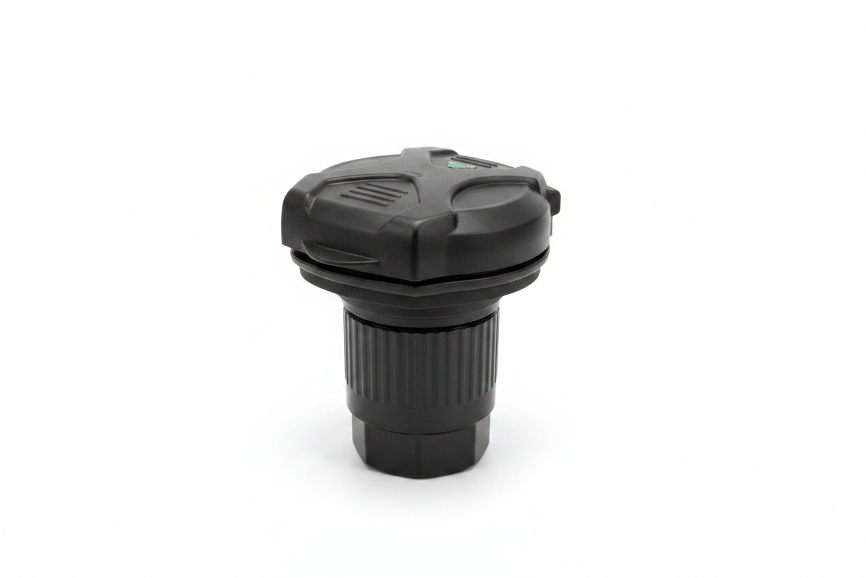 Black RV Sewer Cap - White Background with Shadow