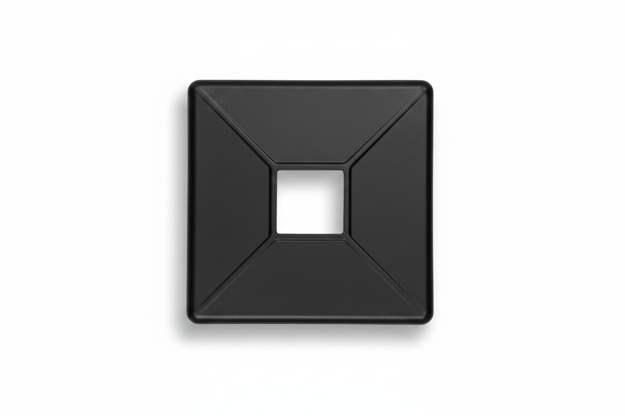 Black Square Post Cap - White Background with Shadow