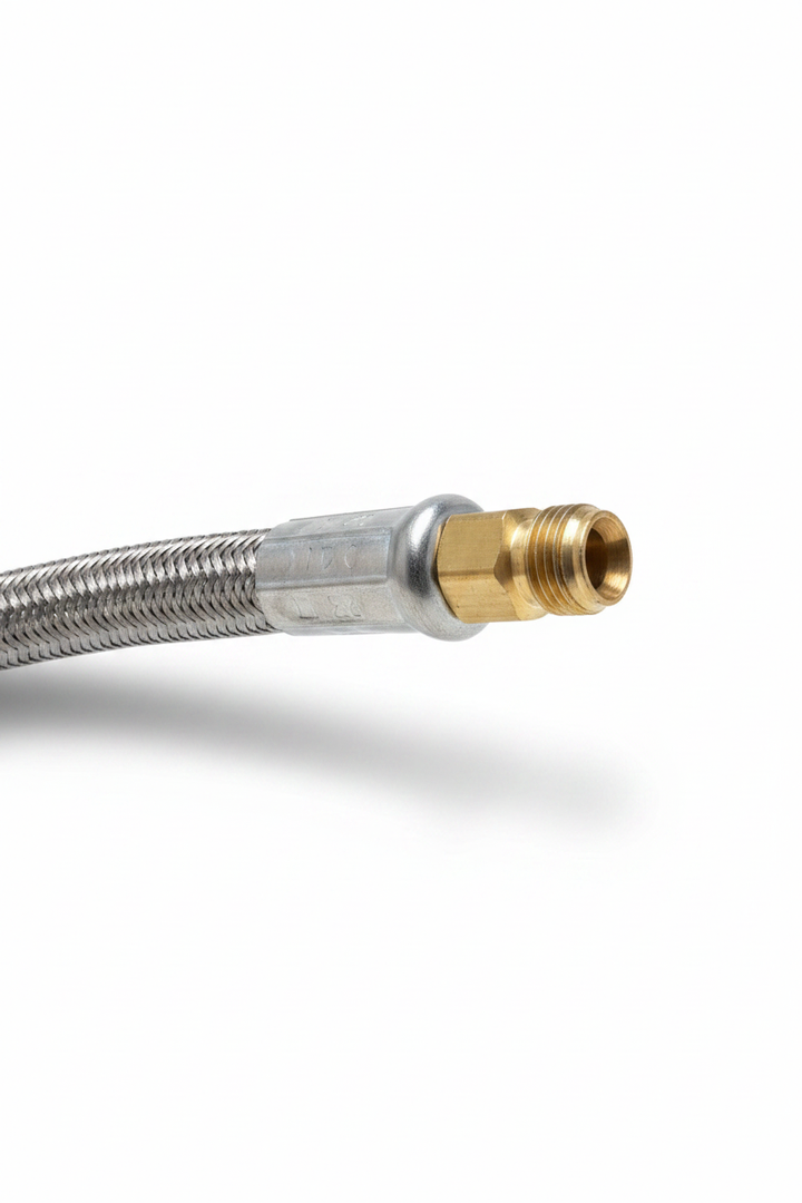 Braided Hose with Brass Fitting – White Background