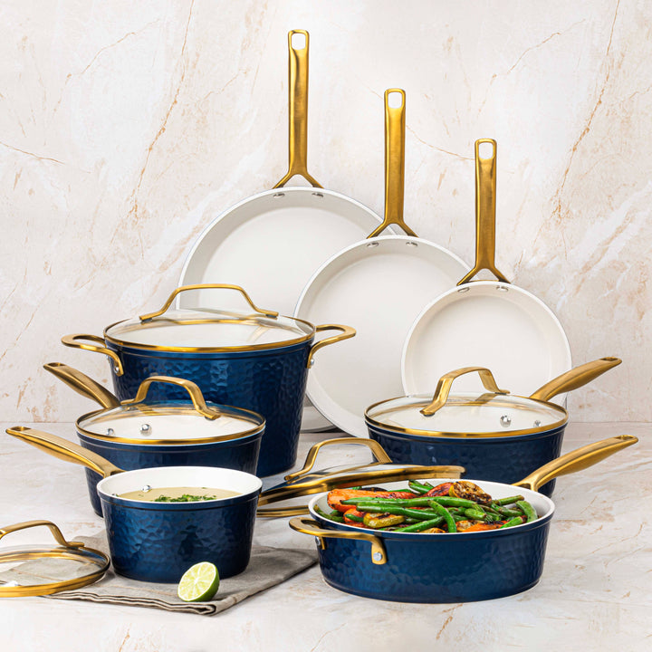 Gotham Steel Pro Forged Hammered 13pc set in Navy