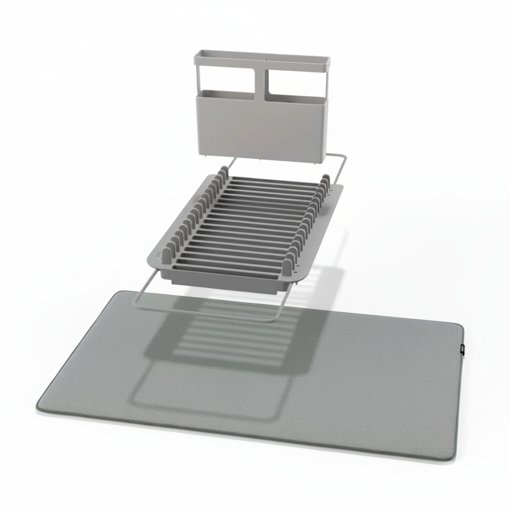 Dish rack on bright white background