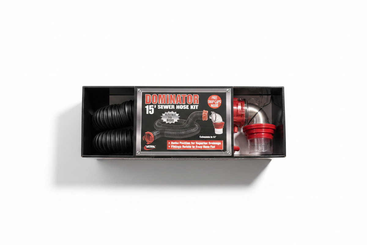 Dominator 15' Sewer Hose Kit - White Background with Shadow
