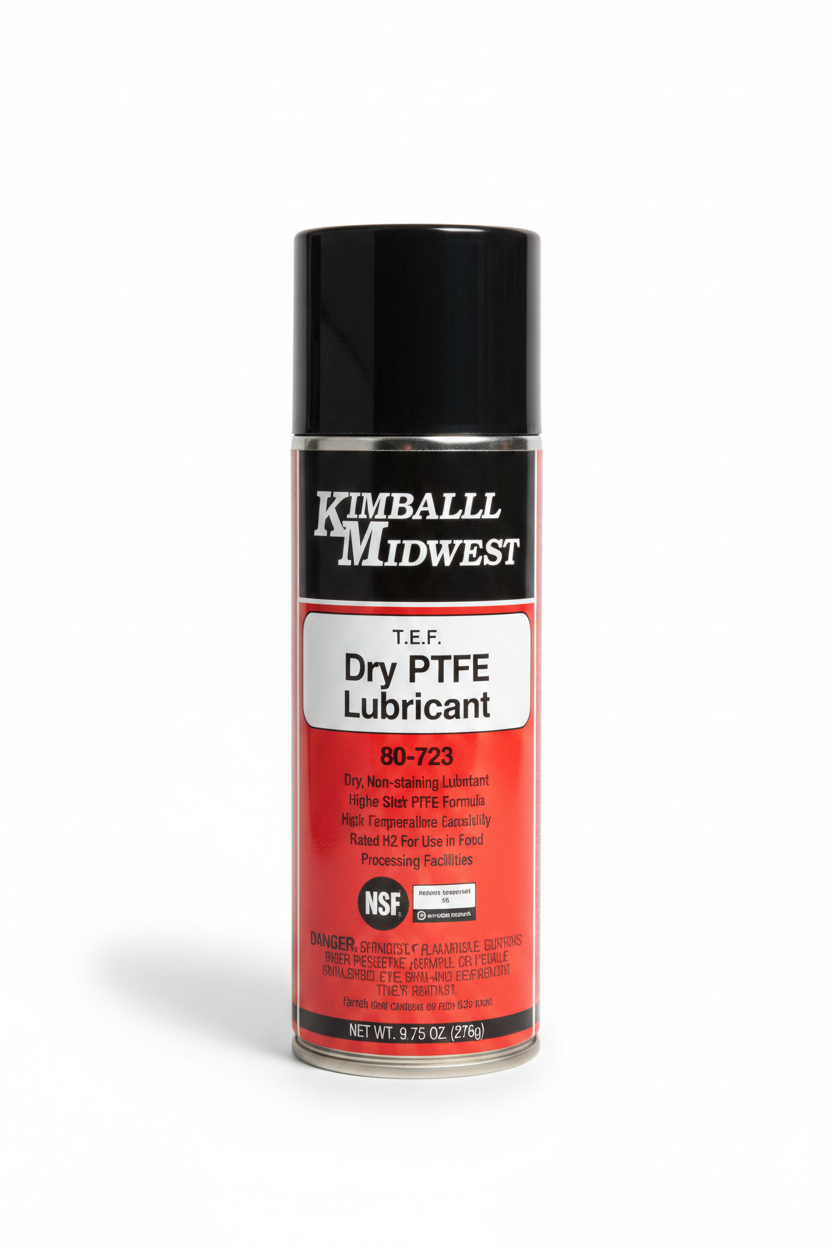 Kimball Midwest Dry PTFE Lubricant - White Background with Drop Shadow
