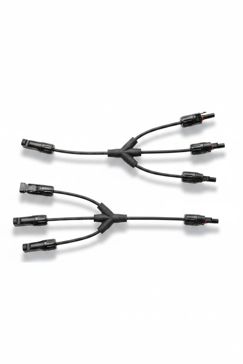 MC4 Y-Branch Cable Splitters - White Background with Drop Shadow