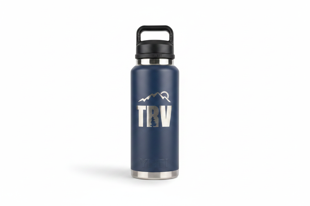 Navy TRV Yeti Bottle - Professional Product Photo