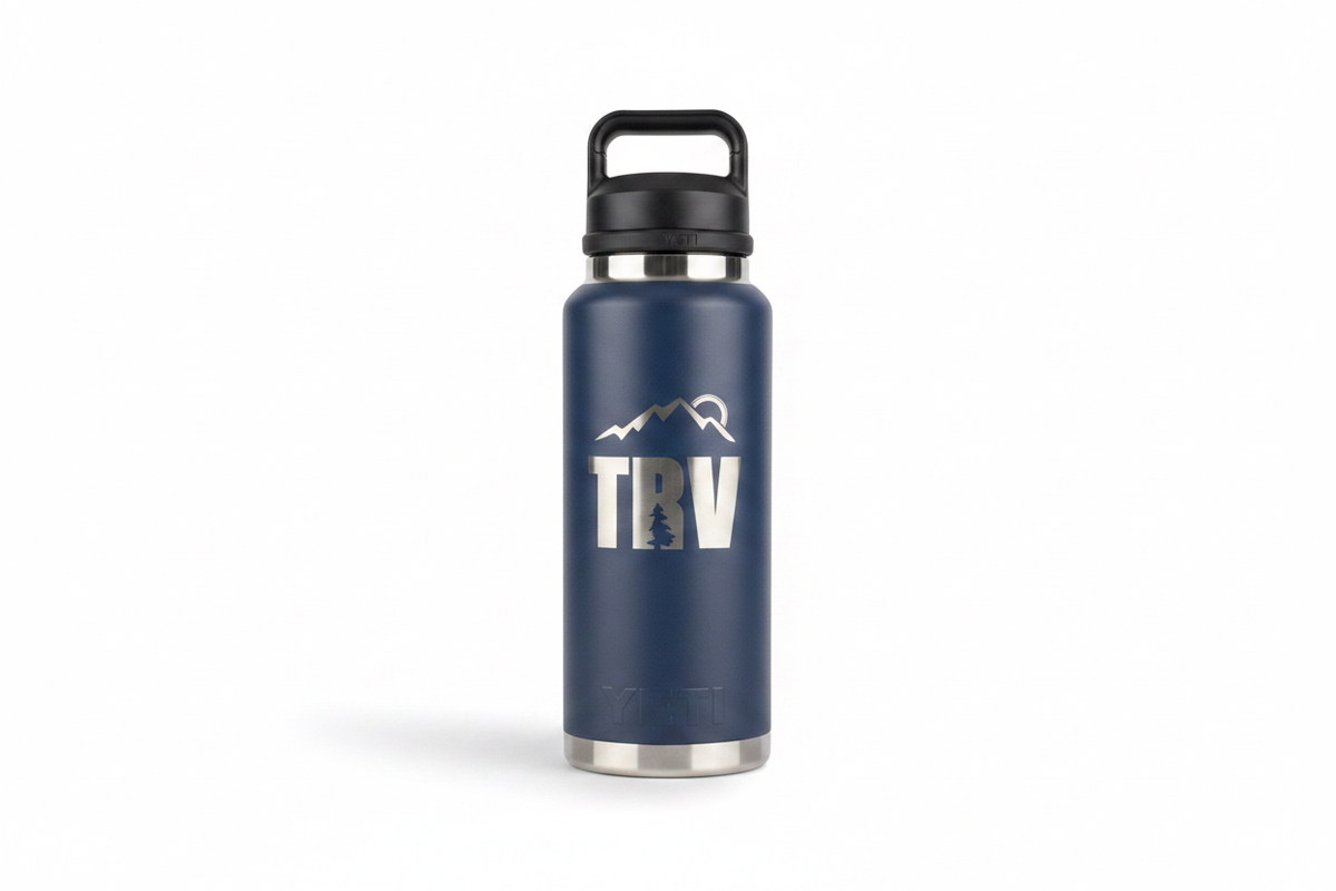 Navy TRV Yeti Bottle - Professional Product Photo