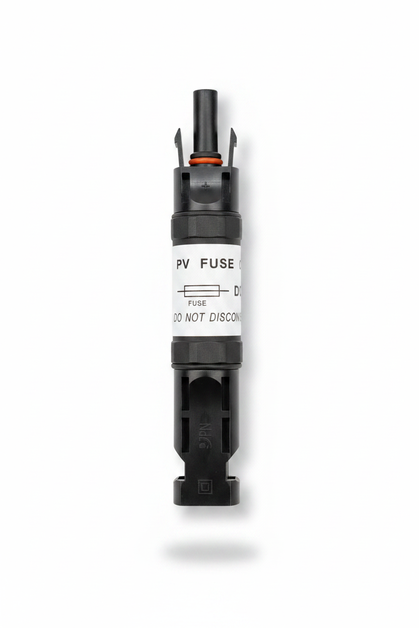PV Fuse Connector - White Background with Drop Shadow