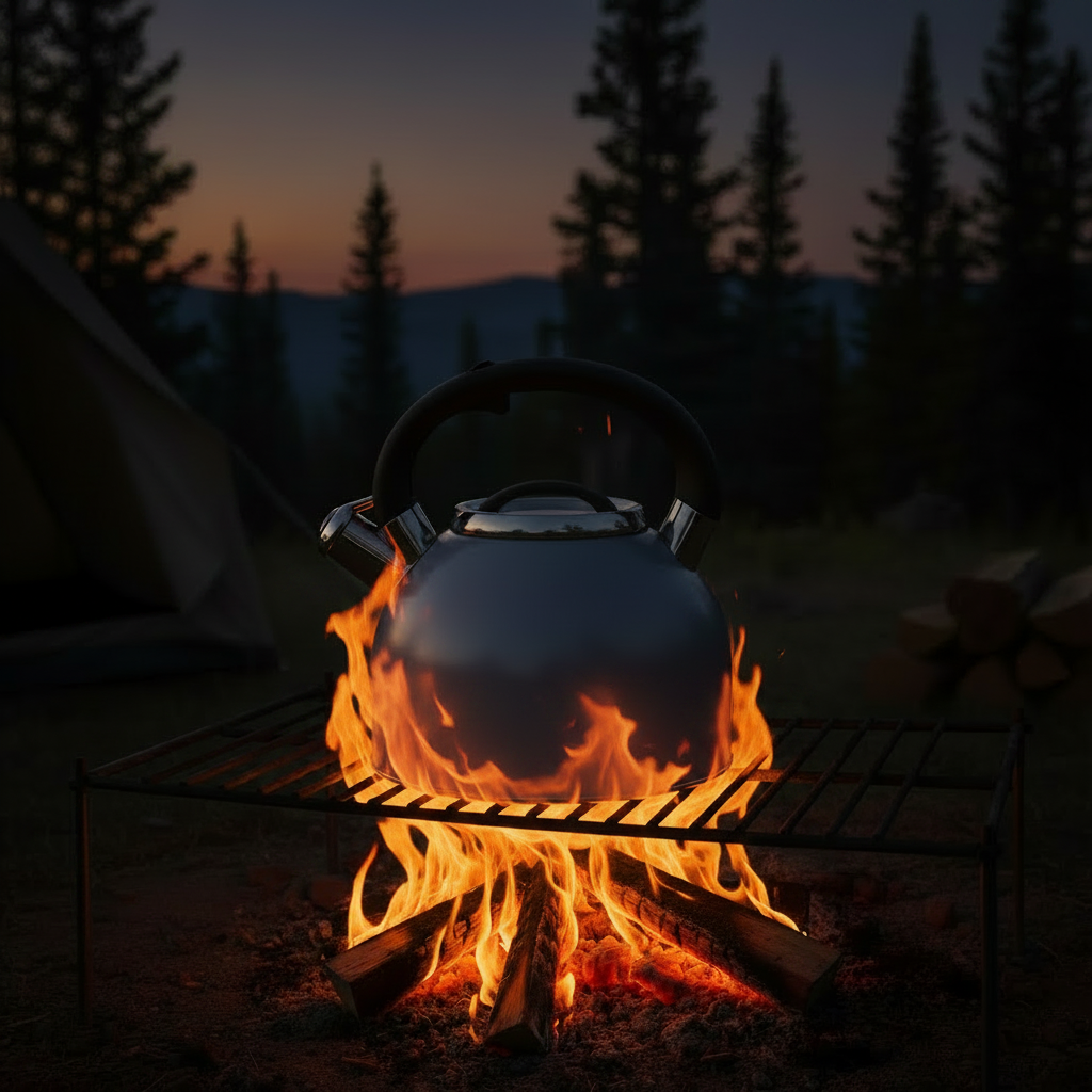 Tea Kettle on Campfire - Fire Glow Lighting