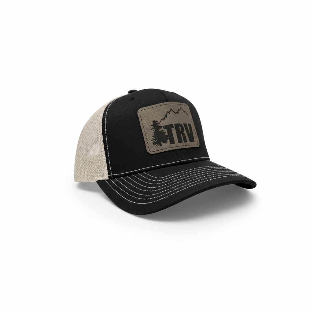 TRV Black Hat - White Background with Drop Shadow