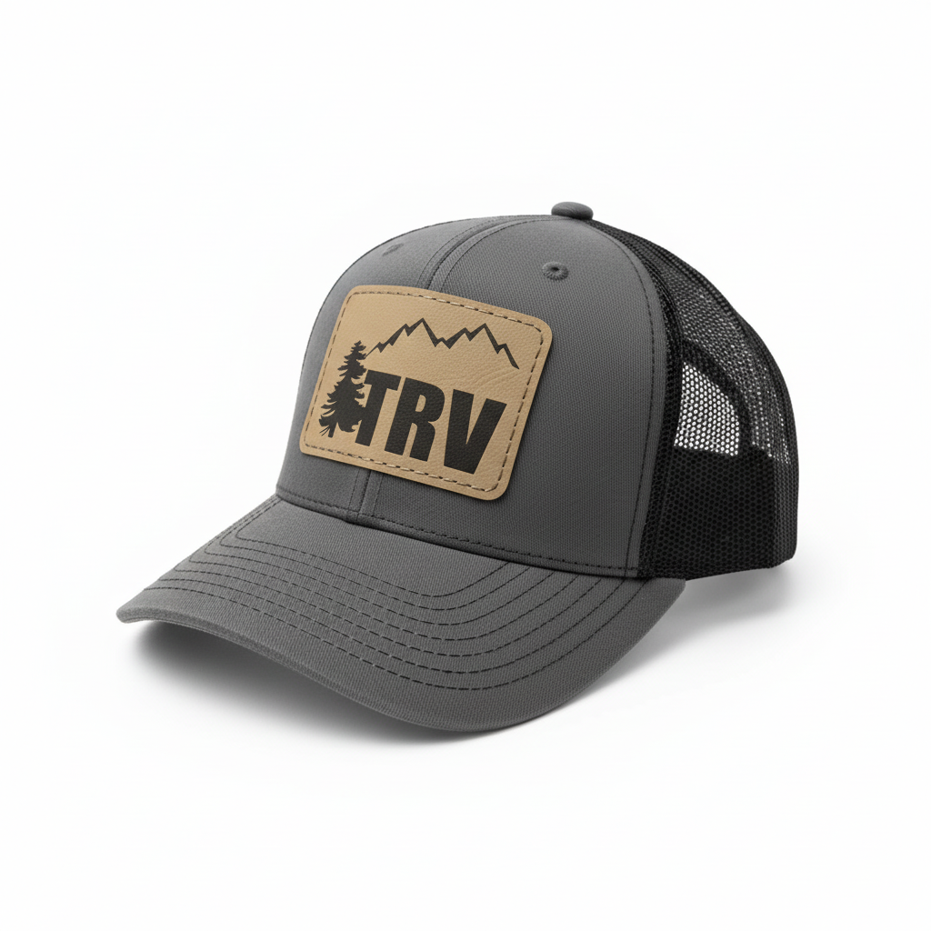 TRV Gray & Black Hat – White Background with Shadow