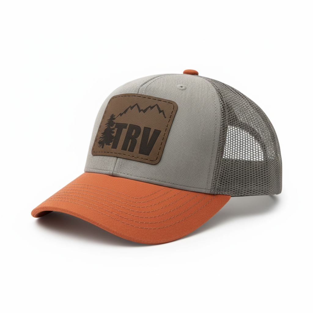 TRV Gray &amp; Rust Hat – White Background with Shadow