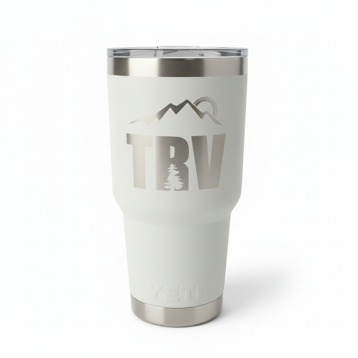 TRV Gray Tumbler - White Background with Drop Shadow