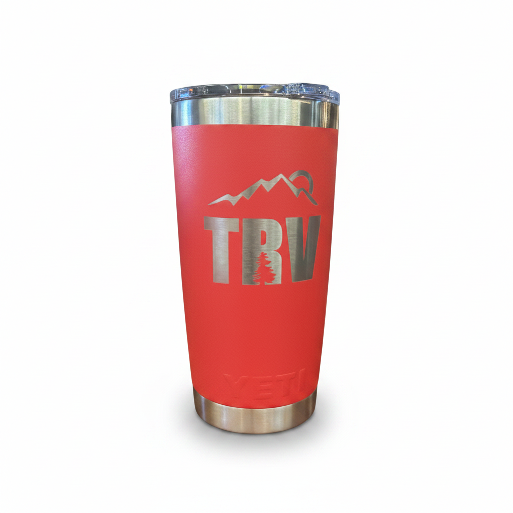 TRV Red YETI Tumbler - White Background with Shadow