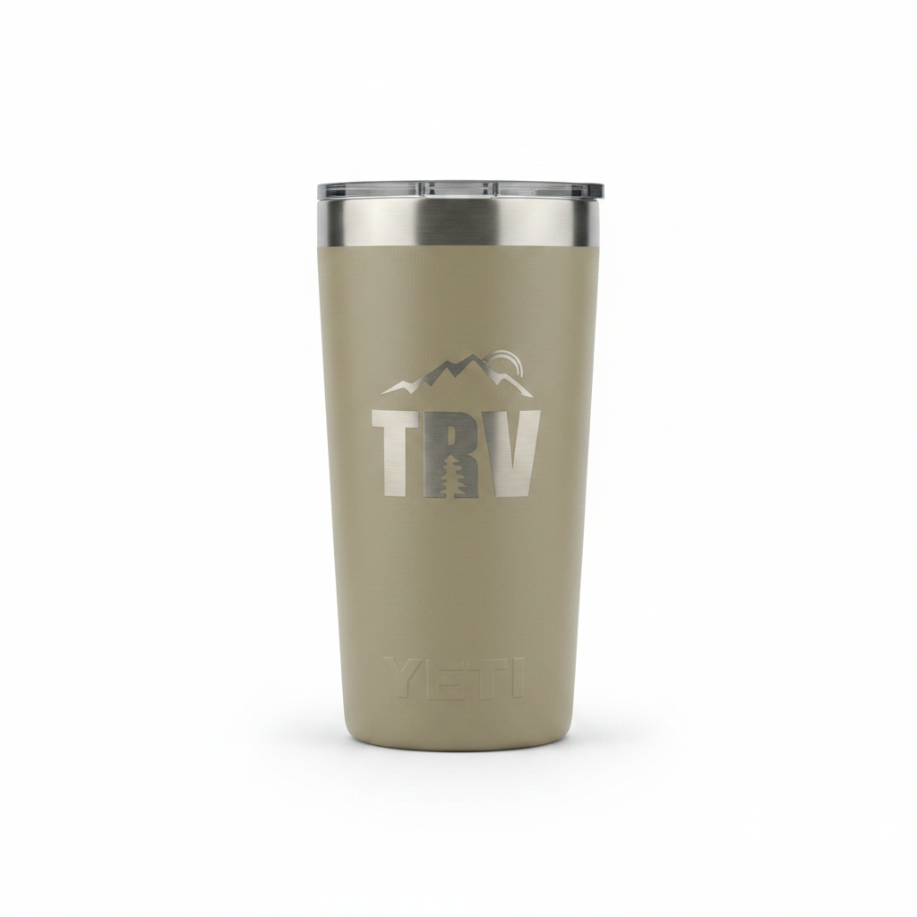 TRV Tan YETI Tumbler White Background