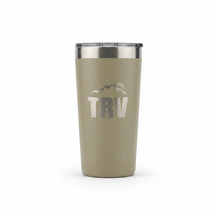 TRV Tan YETI Tumbler White Background