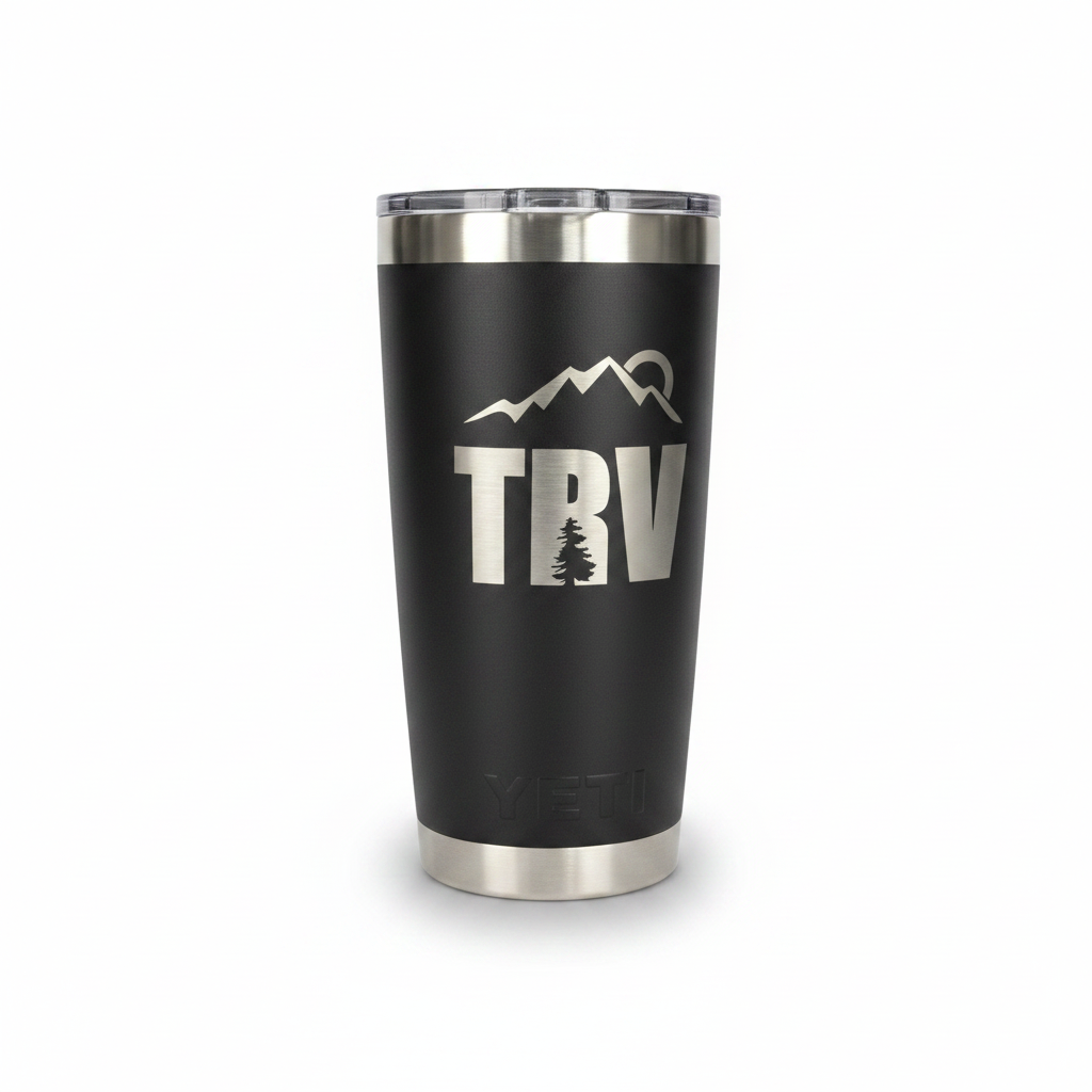 TRV YETI Tumbler Black - White Background with Shadow
