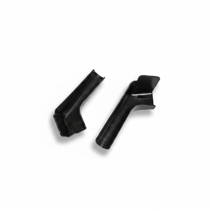 Two black spouts on white background with shadow