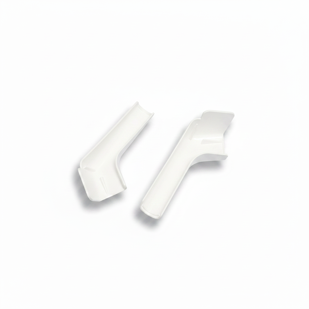 Two white spouts on white background with shadow