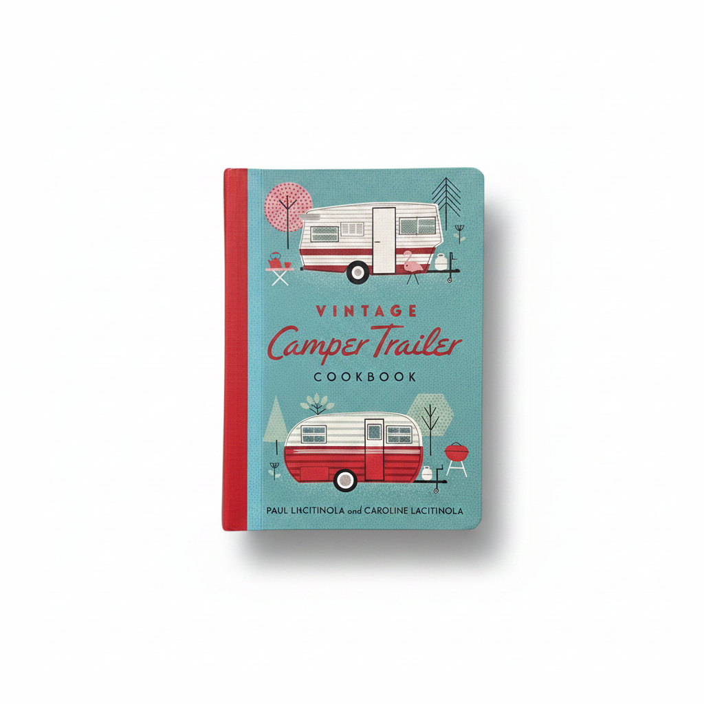 Vintage Camper Trailer Cookbook - White Background with Shadow